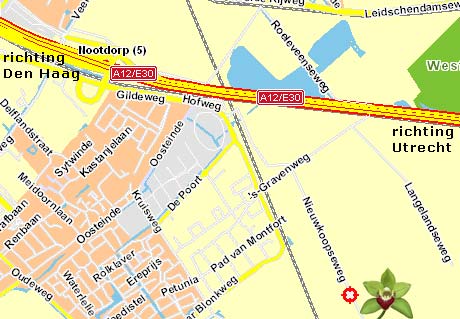 Plattegrond naar Orchideeënkwekerij Leo van der Helm